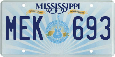 MS license plate MEK693