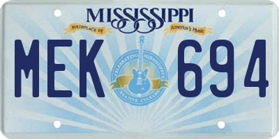 MS license plate MEK694