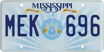 MS license plate MEK696