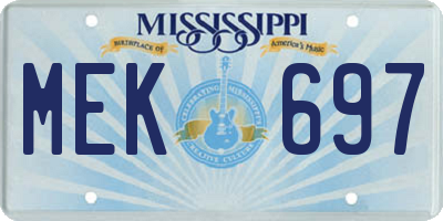 MS license plate MEK697