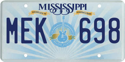 MS license plate MEK698