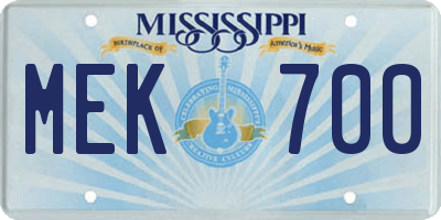 MS license plate MEK700