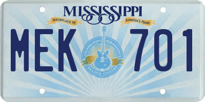 MS license plate MEK701