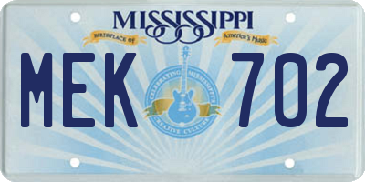 MS license plate MEK702