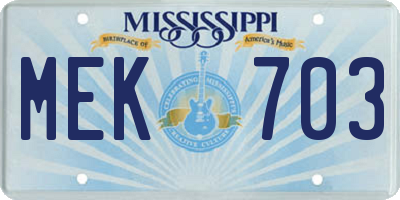 MS license plate MEK703