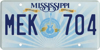 MS license plate MEK704