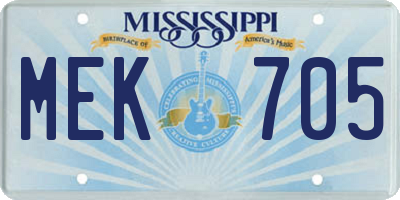 MS license plate MEK705