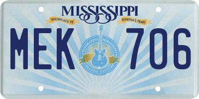 MS license plate MEK706