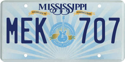 MS license plate MEK707