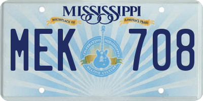 MS license plate MEK708