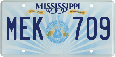 MS license plate MEK709