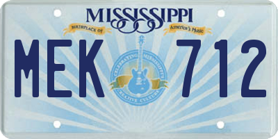 MS license plate MEK712