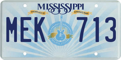 MS license plate MEK713