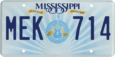 MS license plate MEK714
