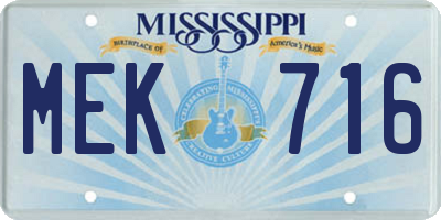 MS license plate MEK716