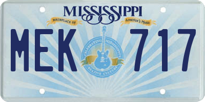 MS license plate MEK717