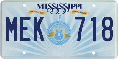 MS license plate MEK718