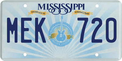 MS license plate MEK720