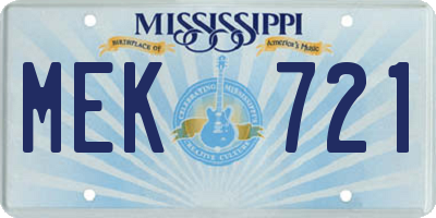 MS license plate MEK721