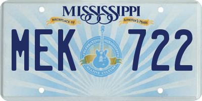 MS license plate MEK722