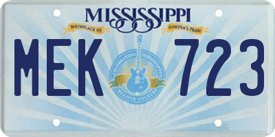 MS license plate MEK723