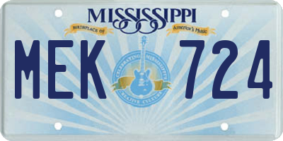 MS license plate MEK724