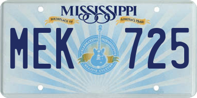 MS license plate MEK725