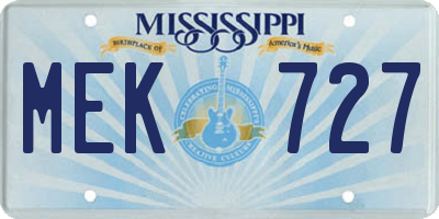 MS license plate MEK727