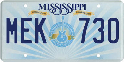 MS license plate MEK730
