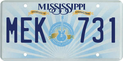 MS license plate MEK731