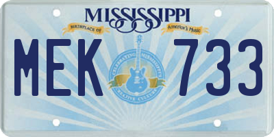 MS license plate MEK733