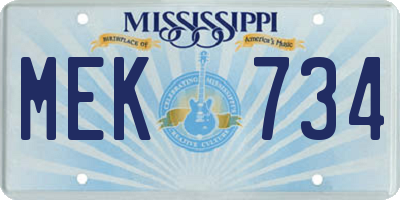 MS license plate MEK734