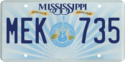MS license plate MEK735