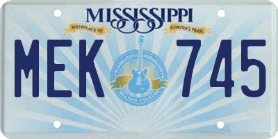 MS license plate MEK745