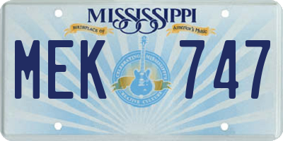 MS license plate MEK747