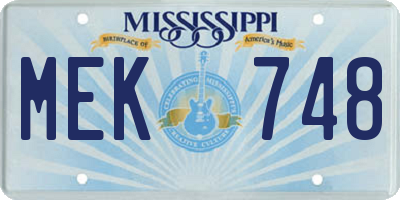 MS license plate MEK748