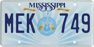 MS license plate MEK749