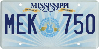 MS license plate MEK750