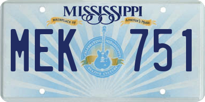 MS license plate MEK751