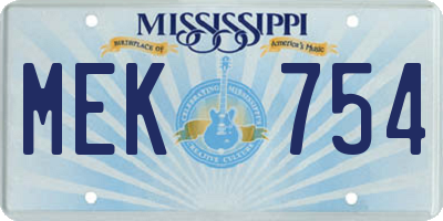 MS license plate MEK754