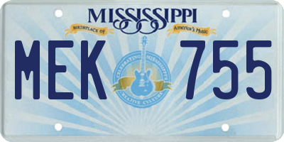MS license plate MEK755