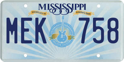 MS license plate MEK758