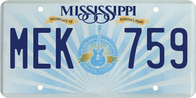 MS license plate MEK759