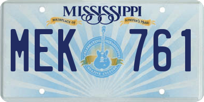 MS license plate MEK761