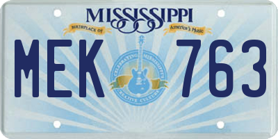 MS license plate MEK763