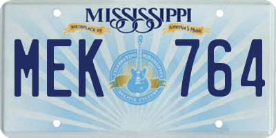 MS license plate MEK764