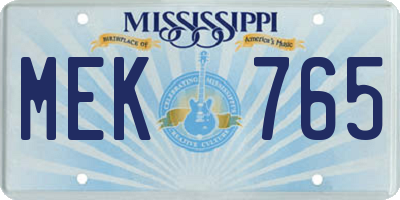 MS license plate MEK765