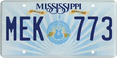 MS license plate MEK773