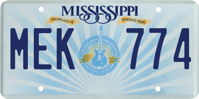 MS license plate MEK774
