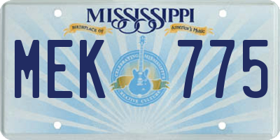 MS license plate MEK775